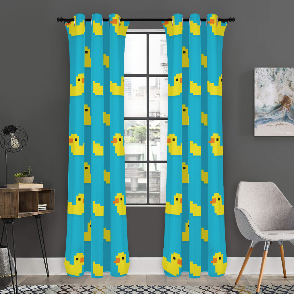 8-Bit Rubber Duck Pattern Print Curtain