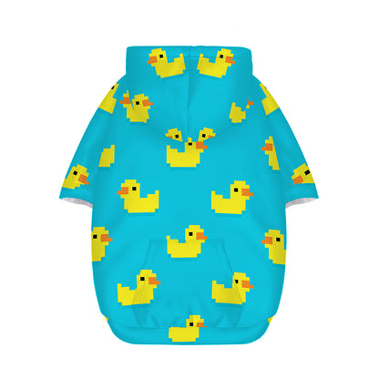 8-Bit Rubber Duck Pattern Print Dog Zip Up Hoodie