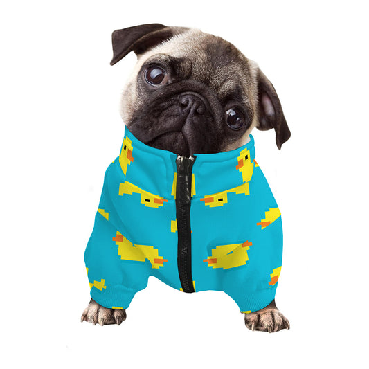 8-Bit Rubber Duck Pattern Print Dog Zip Up Jacket