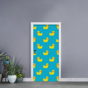 8-Bit Rubber Duck Pattern Print Door Sticker