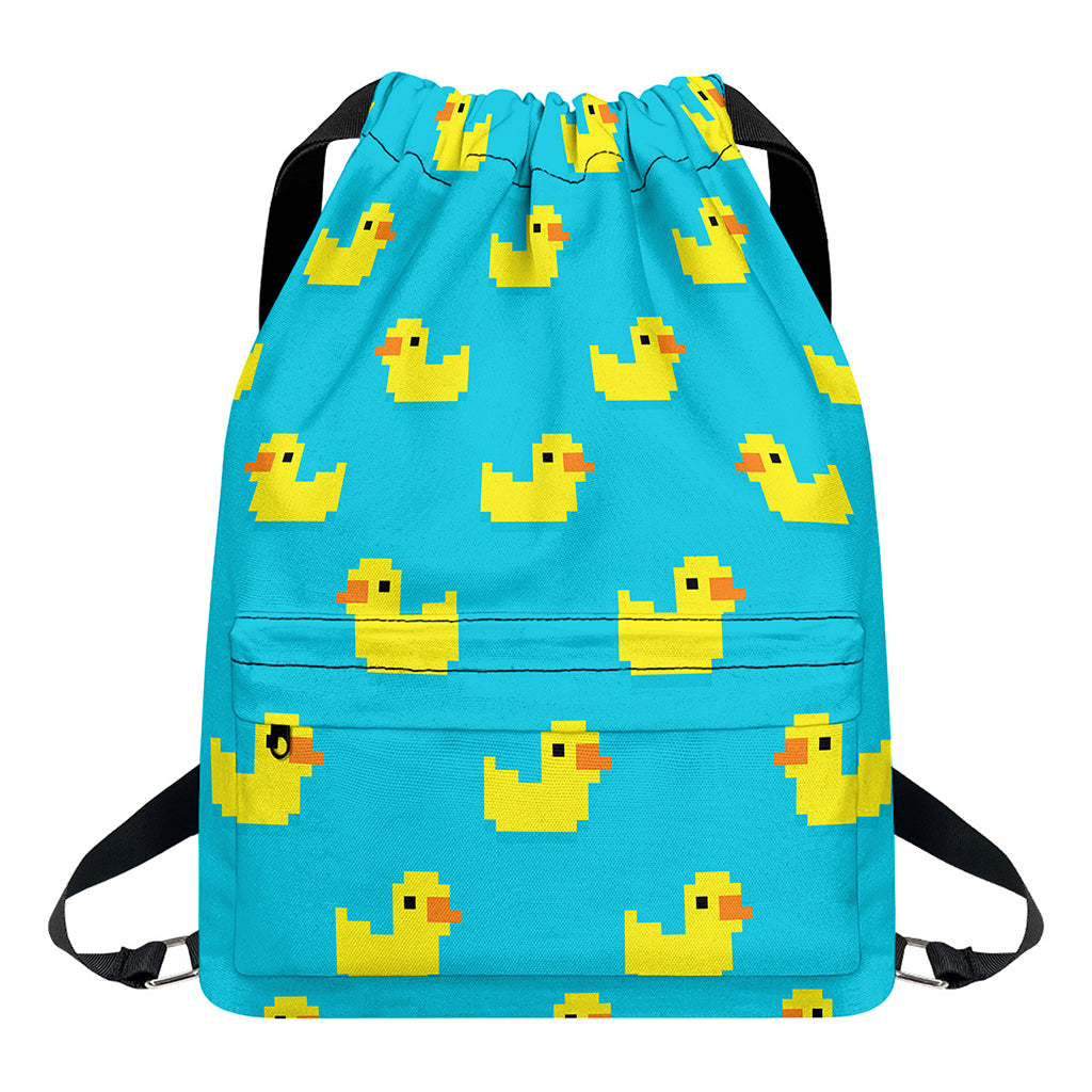 8-Bit Rubber Duck Pattern Print Drawstring Backpack