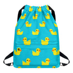 8-Bit Rubber Duck Pattern Print Drawstring Backpack