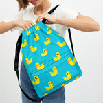 8-Bit Rubber Duck Pattern Print Drawstring Backpack