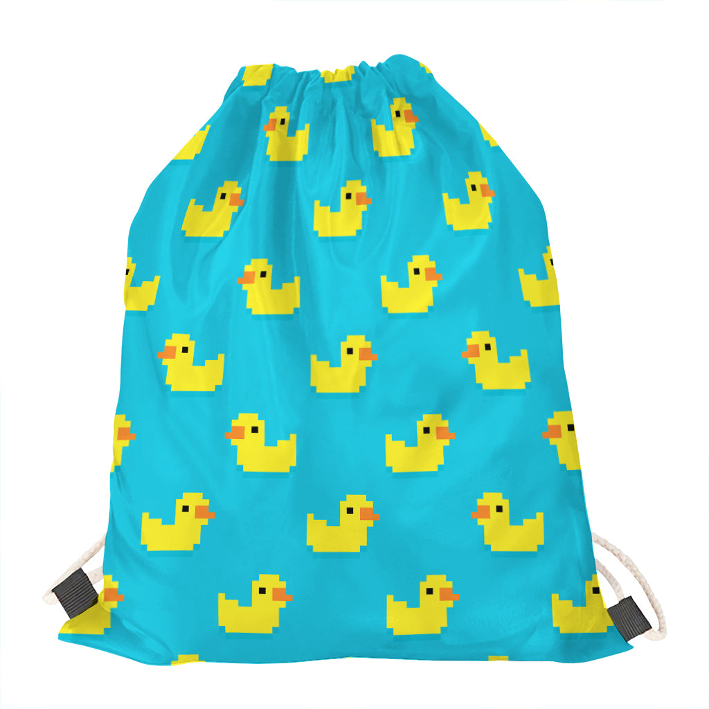 8-Bit Rubber Duck Pattern Print Drawstring Bag