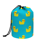 8-Bit Rubber Duck Pattern Print Drawstring Makeup Bag