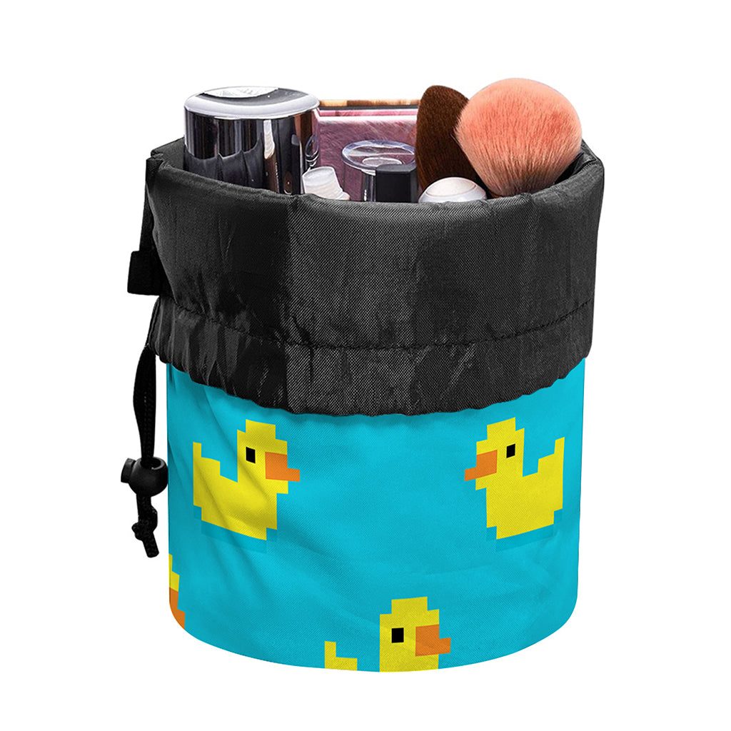 8-Bit Rubber Duck Pattern Print Drawstring Makeup Bag