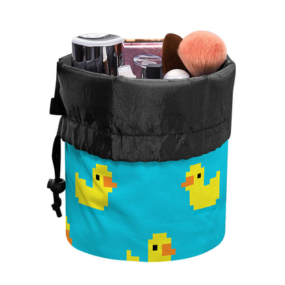 8-Bit Rubber Duck Pattern Print Drawstring Makeup Bag