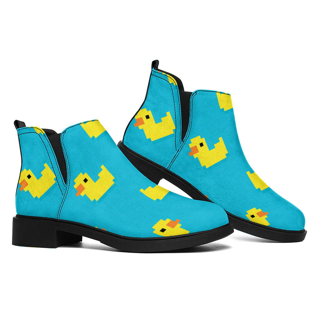 8-Bit Rubber Duck Pattern Print Flat Ankle Boots