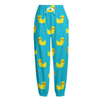 8-Bit Rubber Duck Pattern Print Fleece Lined Knit Pants