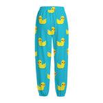 8-Bit Rubber Duck Pattern Print Fleece Lined Knit Pants
