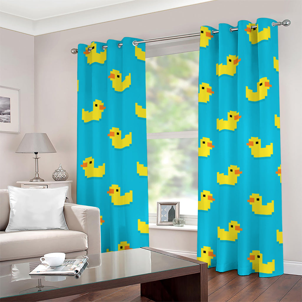 8-Bit Rubber Duck Pattern Print Grommet Curtains