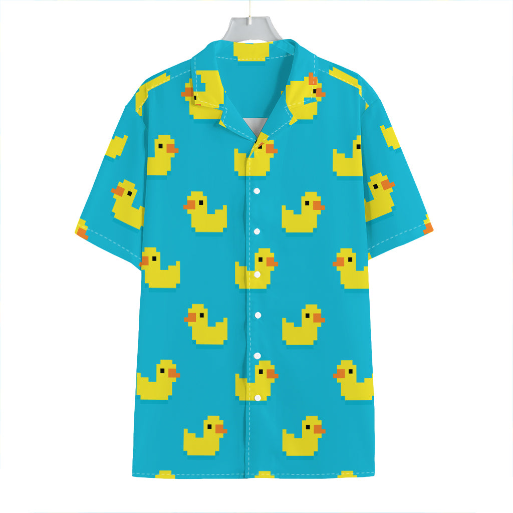 8-Bit Rubber Duck Pattern Print Hawaiian Shirt