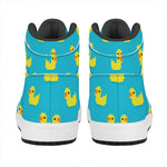 8-Bit Rubber Duck Pattern Print High Top Leather Sneakers