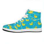 8-Bit Rubber Duck Pattern Print High Top Leather Sneakers