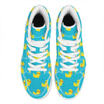 8-Bit Rubber Duck Pattern Print High Top Leather Sneakers