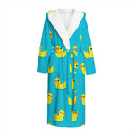 8-Bit Rubber Duck Pattern Print Hooded Bathrobe