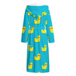 8-Bit Rubber Duck Pattern Print Hooded Bathrobe