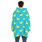 8-Bit Rubber Duck Pattern Print Hoodie Blanket