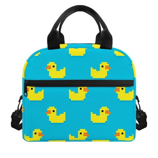 8-Bit Rubber Duck Pattern Print Insulated Lunch Bag