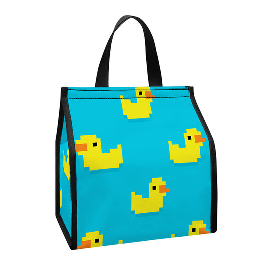 8-Bit Rubber Duck Pattern Print Insulated Lunch Tote