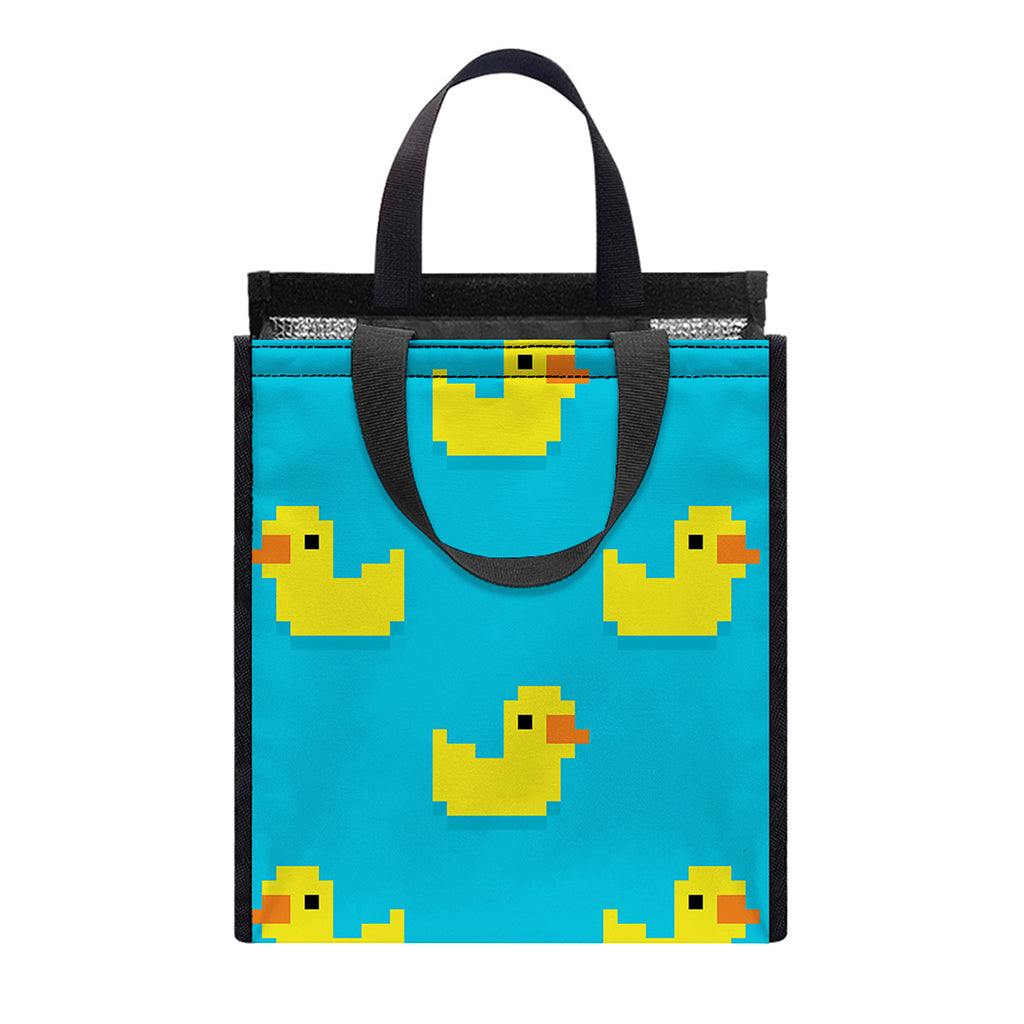 8-Bit Rubber Duck Pattern Print Insulated Lunch Tote
