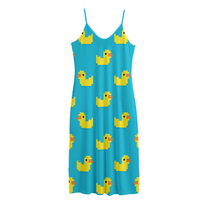 8-Bit Rubber Duck Pattern Print Jersey Midi Cami Dress