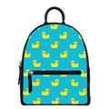 8-Bit Rubber Duck Pattern Print Leather Backpack