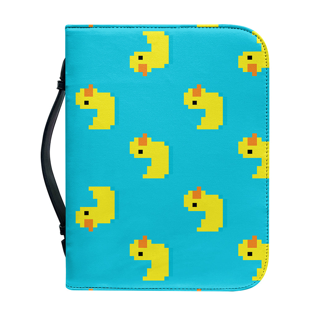 8-Bit Rubber Duck Pattern Print Leather Bible Cover