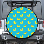 8-Bit Rubber Duck Pattern Print Leather Spare Tire Cover