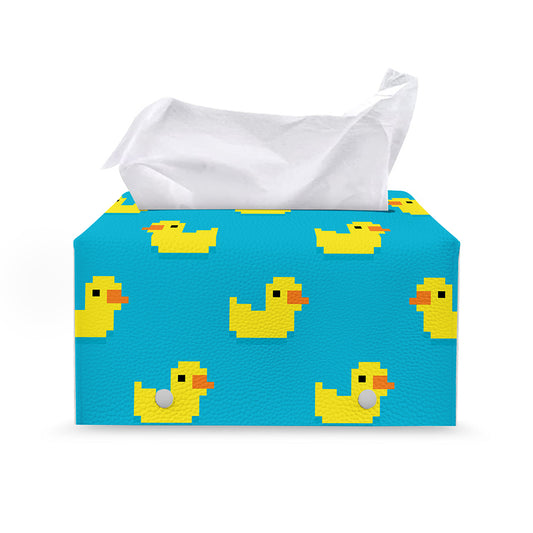 8-Bit Rubber Duck Pattern Print Leather Tissue Box Cover