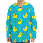 8-Bit Rubber Duck Pattern Print Long Sleeve Baseball Jersey