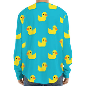 8-Bit Rubber Duck Pattern Print Long Sleeve Baseball Jersey