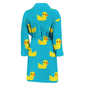 8-Bit Rubber Duck Pattern Print Men's Bathrobe