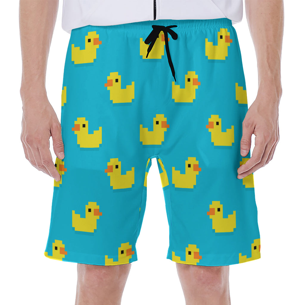 8-Bit Rubber Duck Pattern Print Men's Beach Shorts