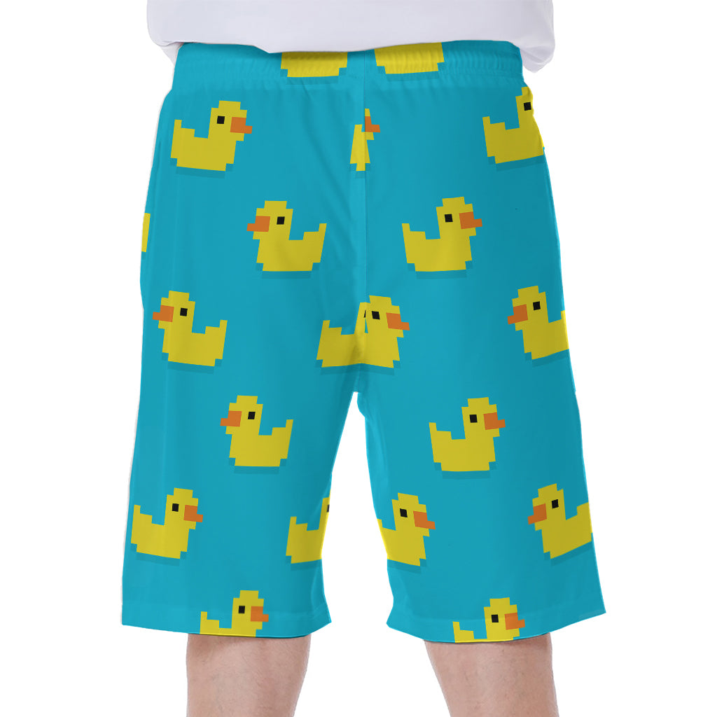 8-Bit Rubber Duck Pattern Print Men's Beach Shorts