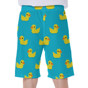 8-Bit Rubber Duck Pattern Print Men's Beach Shorts