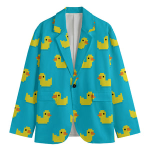 8-Bit Rubber Duck Pattern Print Men's Blazer