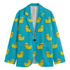 8-Bit Rubber Duck Pattern Print Men's Blazer