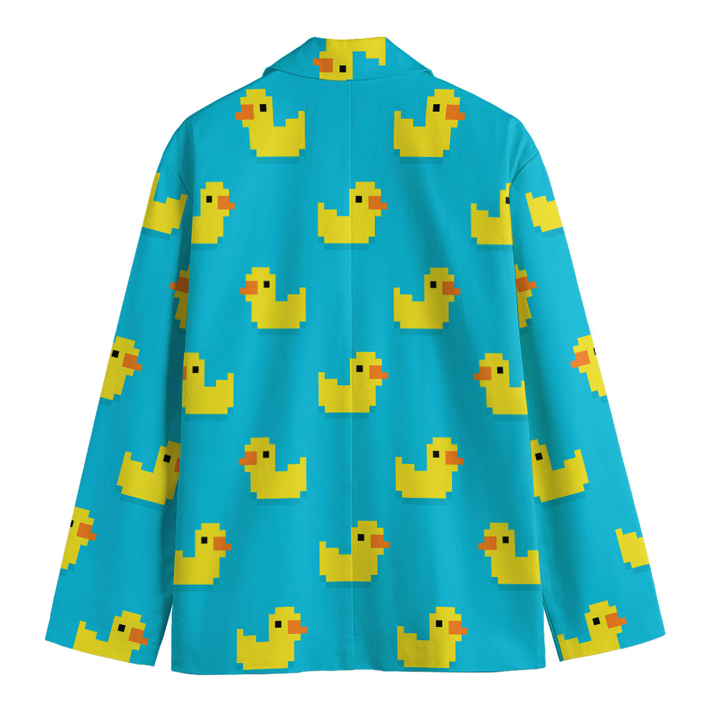 8-Bit Rubber Duck Pattern Print Men's Blazer