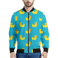 8-Bit Rubber Duck Pattern Print Men's Bomber Jacket