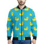 8-Bit Rubber Duck Pattern Print Men's Bomber Jacket