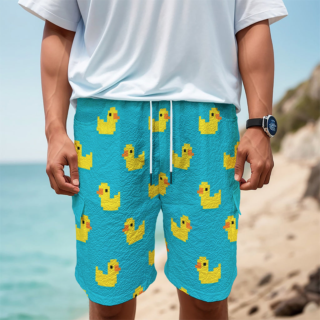 8-Bit Rubber Duck Pattern Print Men's Cargo Shorts