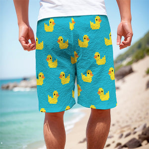 8-Bit Rubber Duck Pattern Print Men's Cargo Shorts