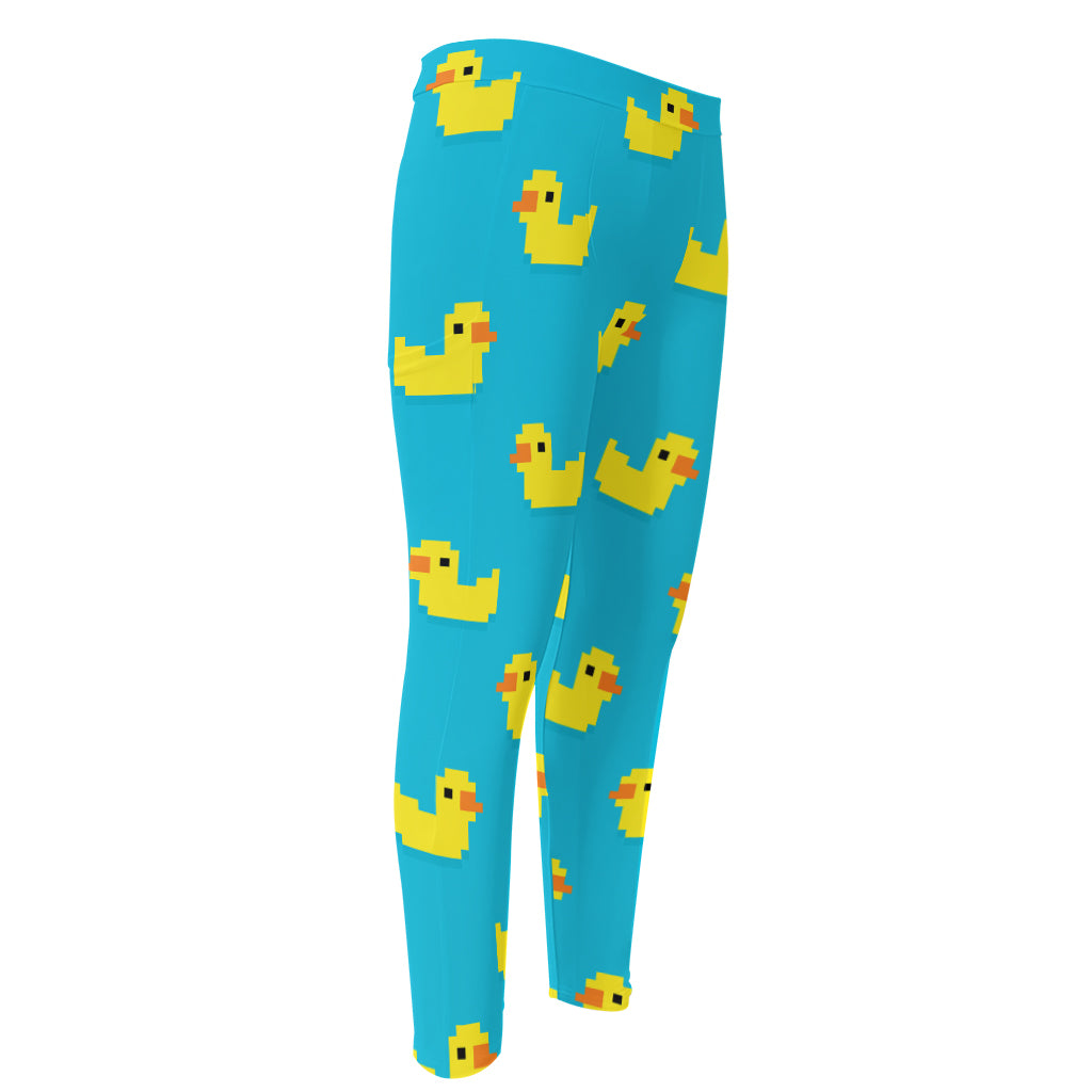 8-Bit Rubber Duck Pattern Print Men's Compression Pants