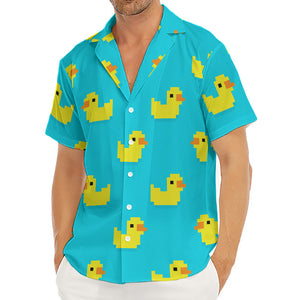 8-Bit Rubber Duck Pattern Print Men's Deep V-Neck Shirt