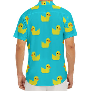 8-Bit Rubber Duck Pattern Print Men's Deep V-Neck Shirt