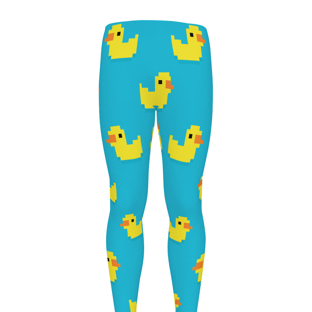 8-Bit Rubber Duck Pattern Print Men's leggings