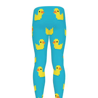 8-Bit Rubber Duck Pattern Print Men's leggings