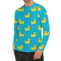 8-Bit Rubber Duck Pattern Print Men's Long Sleeve Rash Guard