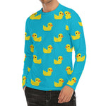 8-Bit Rubber Duck Pattern Print Men's Long Sleeve Rash Guard